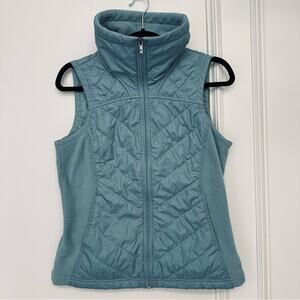 Columbia Blue Insulated Down Jacket Vest Size S Fleece Quilted Full Zip Pockets